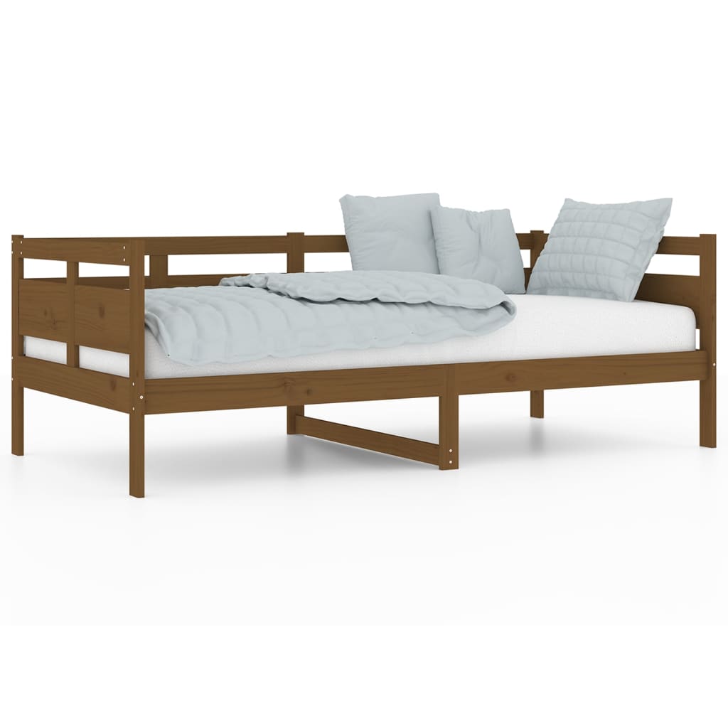 daybed massivt fyrretræ gyldenbrun 90x190 cm