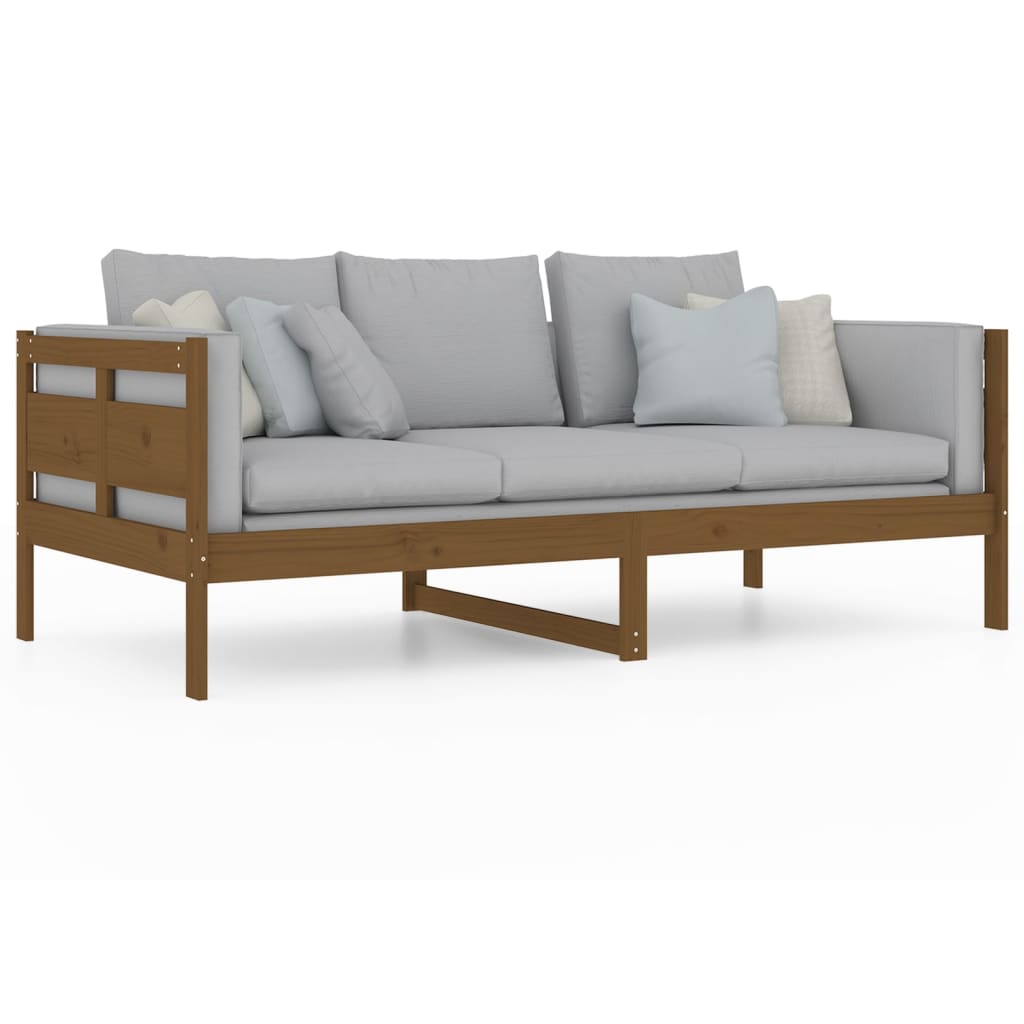 daybed massivt fyrretræ gyldenbrun 90x190 cm