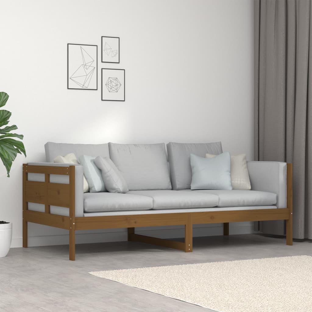 daybed massivt fyrretræ gyldenbrun 90x190 cm