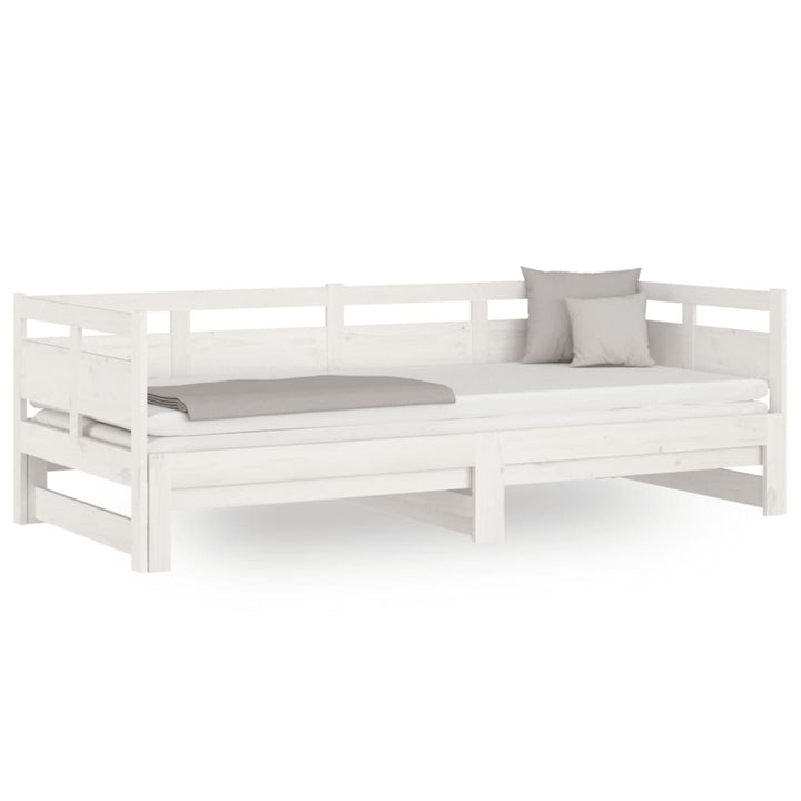 daybed med udtræk 2x(90x200) cm massivt fyrretræ hvid