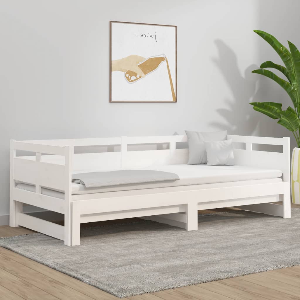 daybed med udtræk 2x(90x200) cm massivt fyrretræ hvid