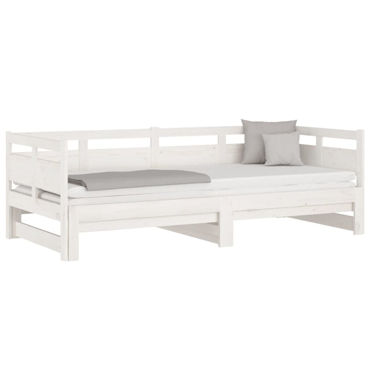 daybed med udtræk 2x(80x200) cm massivt fyrretræ hvid