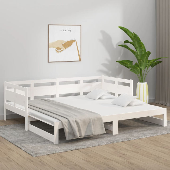 daybed med udtræk 2x(80x200) cm massivt fyrretræ hvid