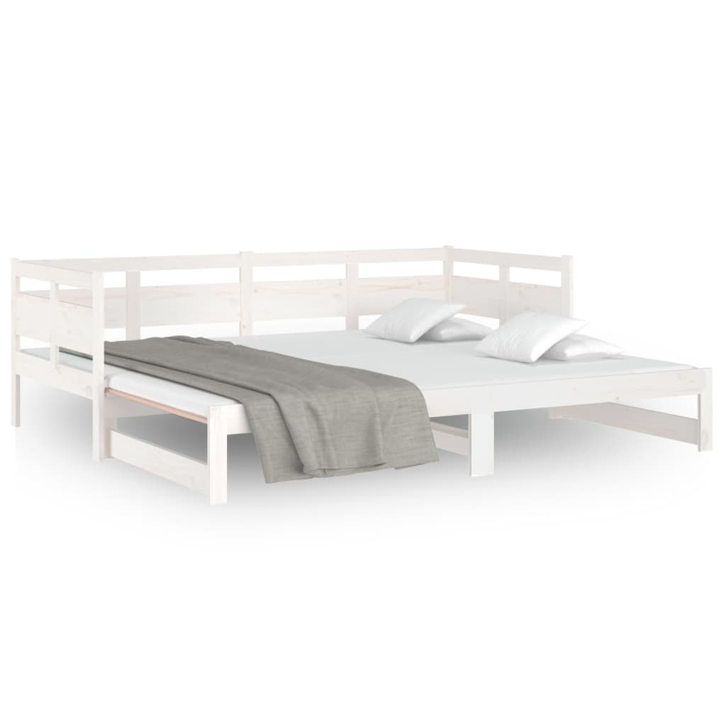 daybed med udtræk 2x(80x200) cm massivt fyrretræ hvid