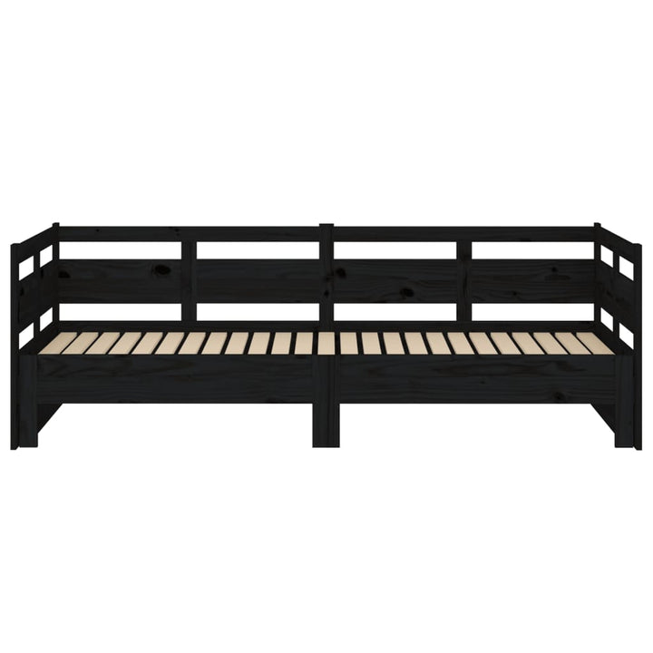 daybed med udtræk 2x(80x200) cm massivt fyrretræ sort