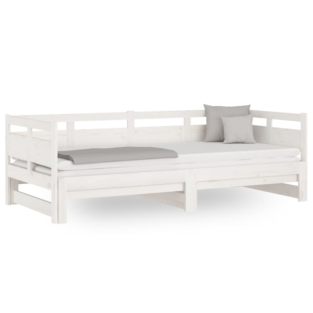 daybed med udtræk 2x(90x190) cm massivt fyrretræ hvid