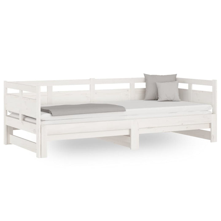 daybed med udtræk 2x(90x190) cm massivt fyrretræ hvid