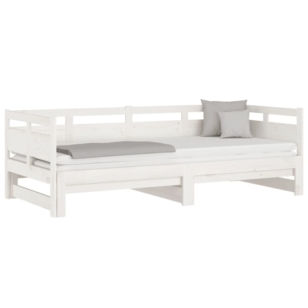 daybed med udtræk 2x(90x190) cm massivt fyrretræ hvid