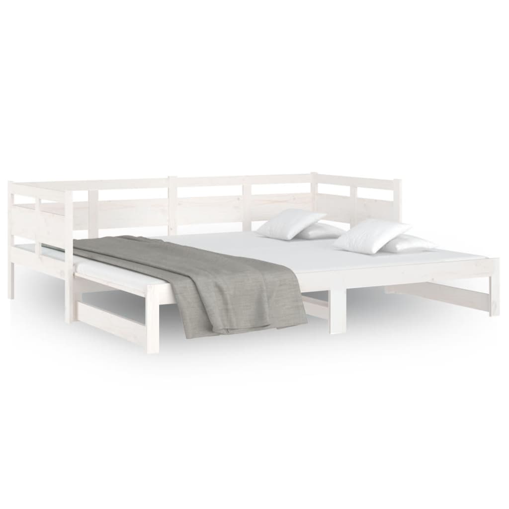 daybed med udtræk 2x(90x190) cm massivt fyrretræ hvid
