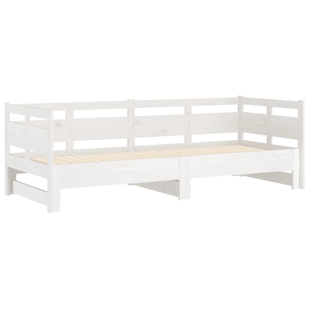 daybed med udtræk 2x(90x190) cm massivt fyrretræ hvid