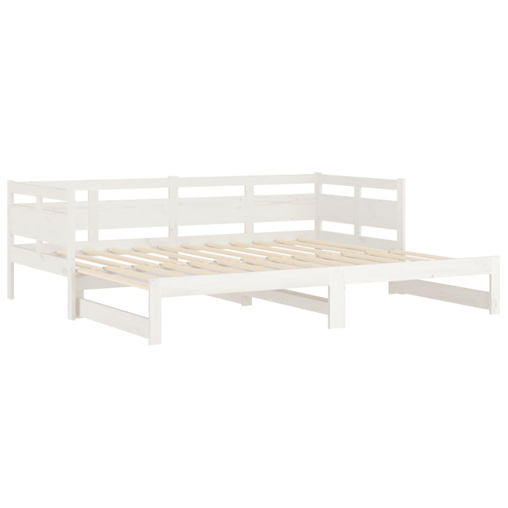 daybed med udtræk 2x(90x190) cm massivt fyrretræ hvid