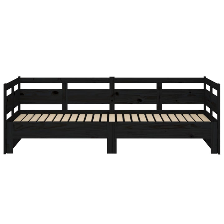 daybed med udtræk 2x(90x190) cm massivt fyrretræ sort