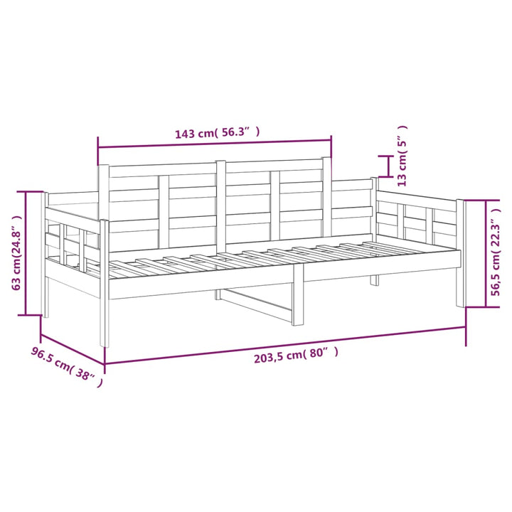 daybed 90x200 cm massivt fyrretræ