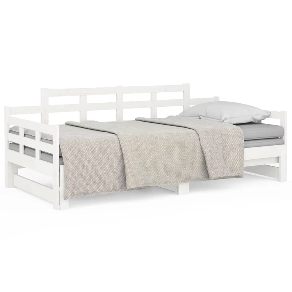 daybed med udtræk 2x(90x200) cm massivt fyrretræ hvid