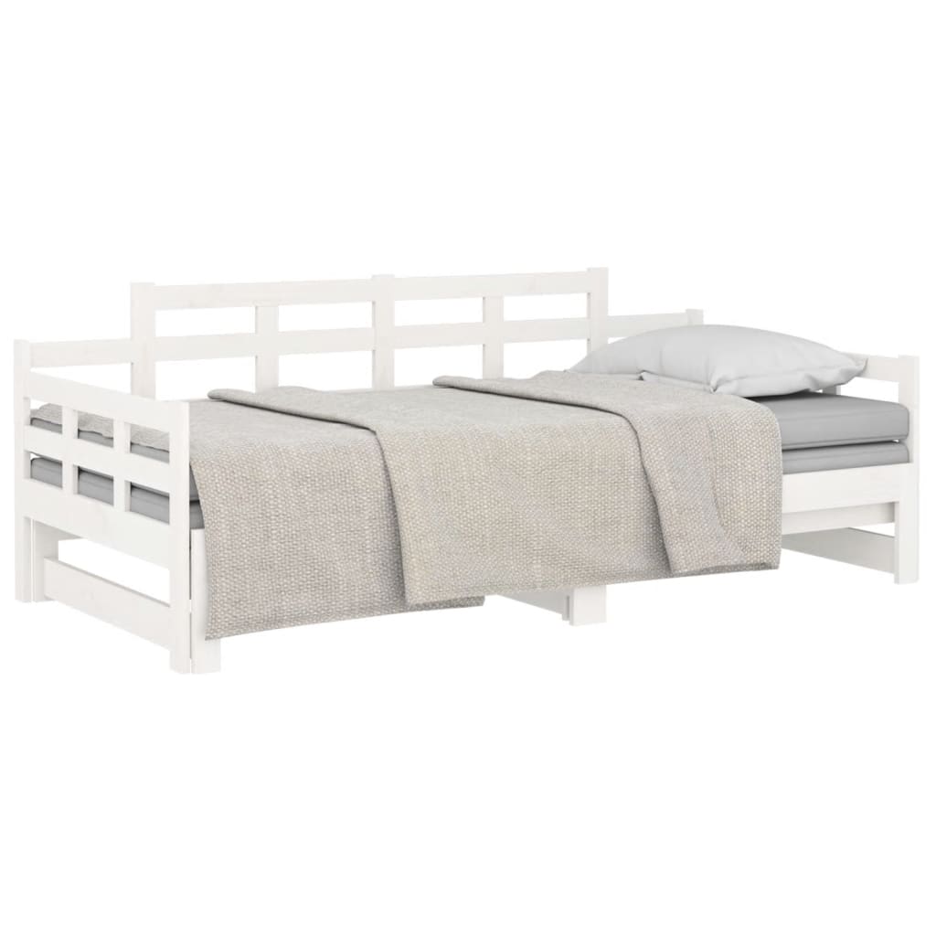 daybed med udtræk 2x(90x200) cm massivt fyrretræ hvid