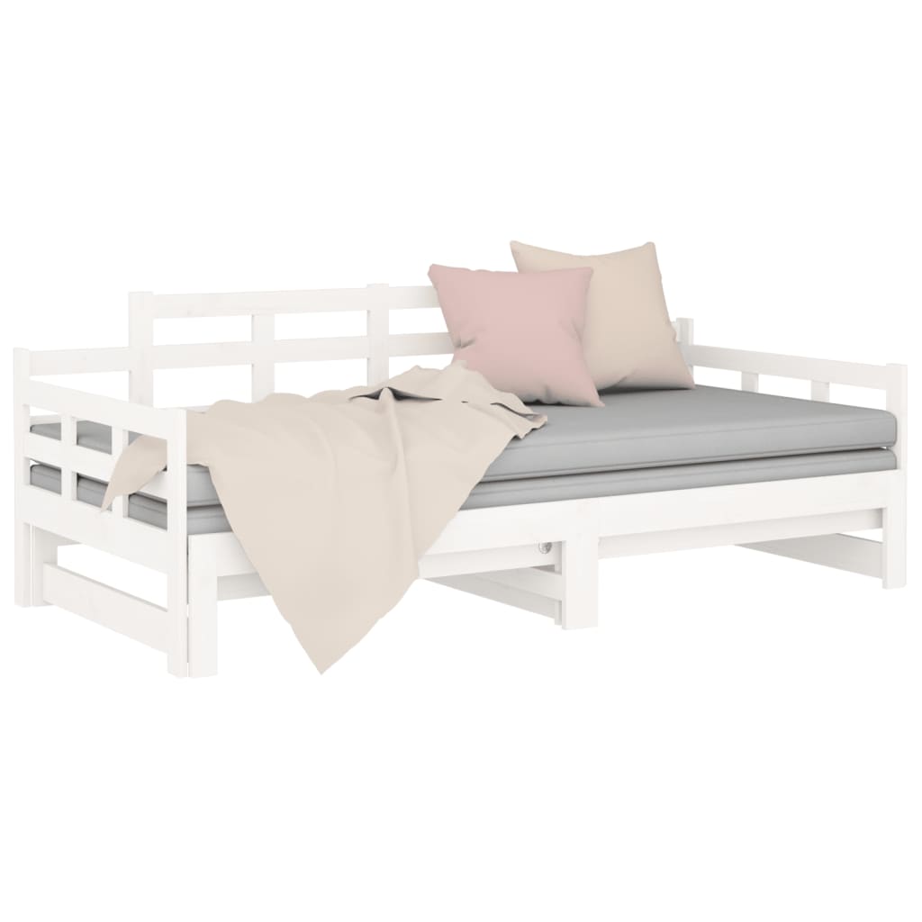 daybed med udtræk 2x(90x200) cm massivt fyrretræ hvid