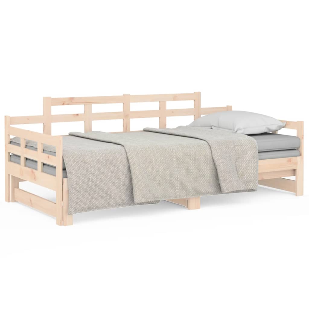 daybed med udtræk 2x(80x200) cm massivt fyrretræ