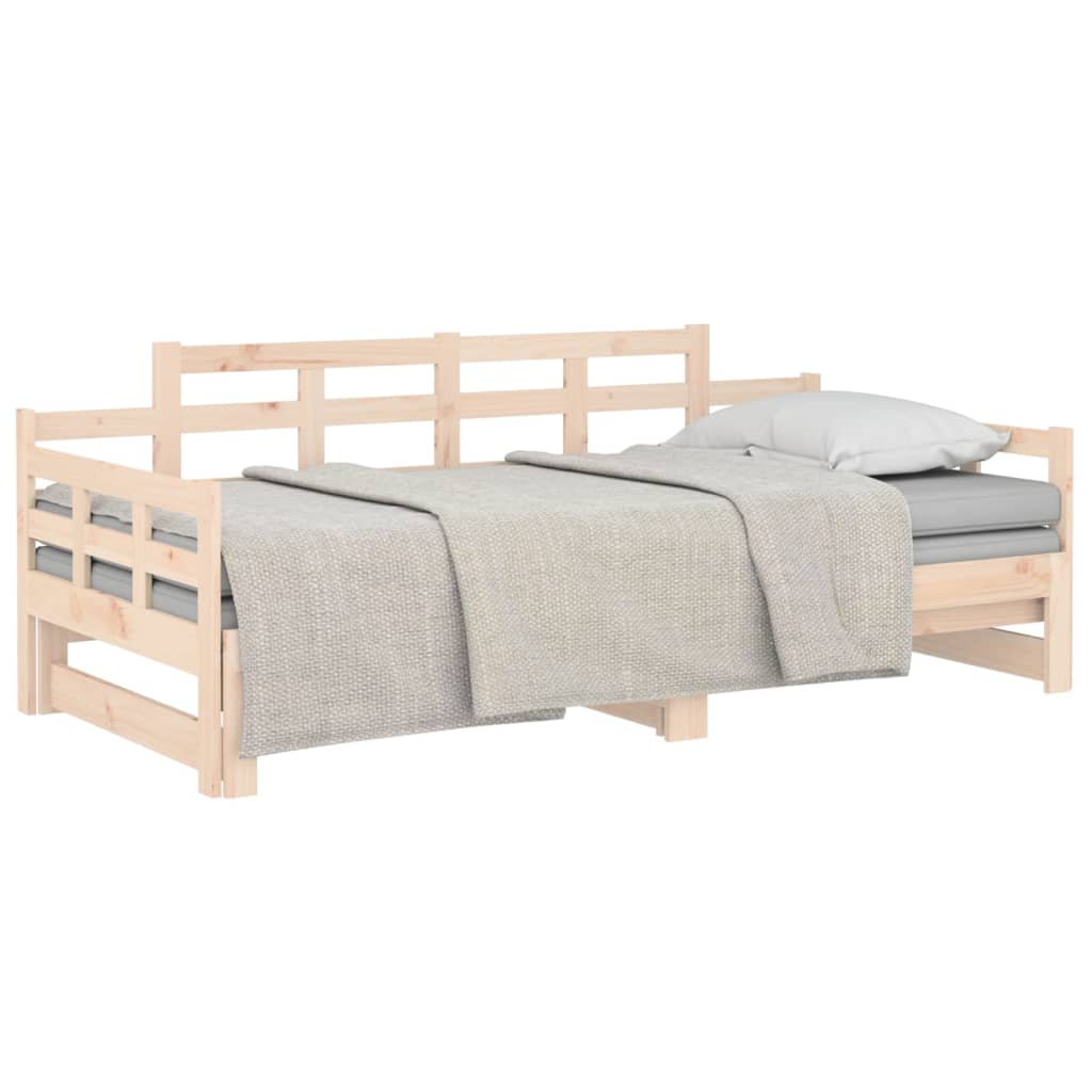 daybed med udtræk 2x(80x200) cm massivt fyrretræ