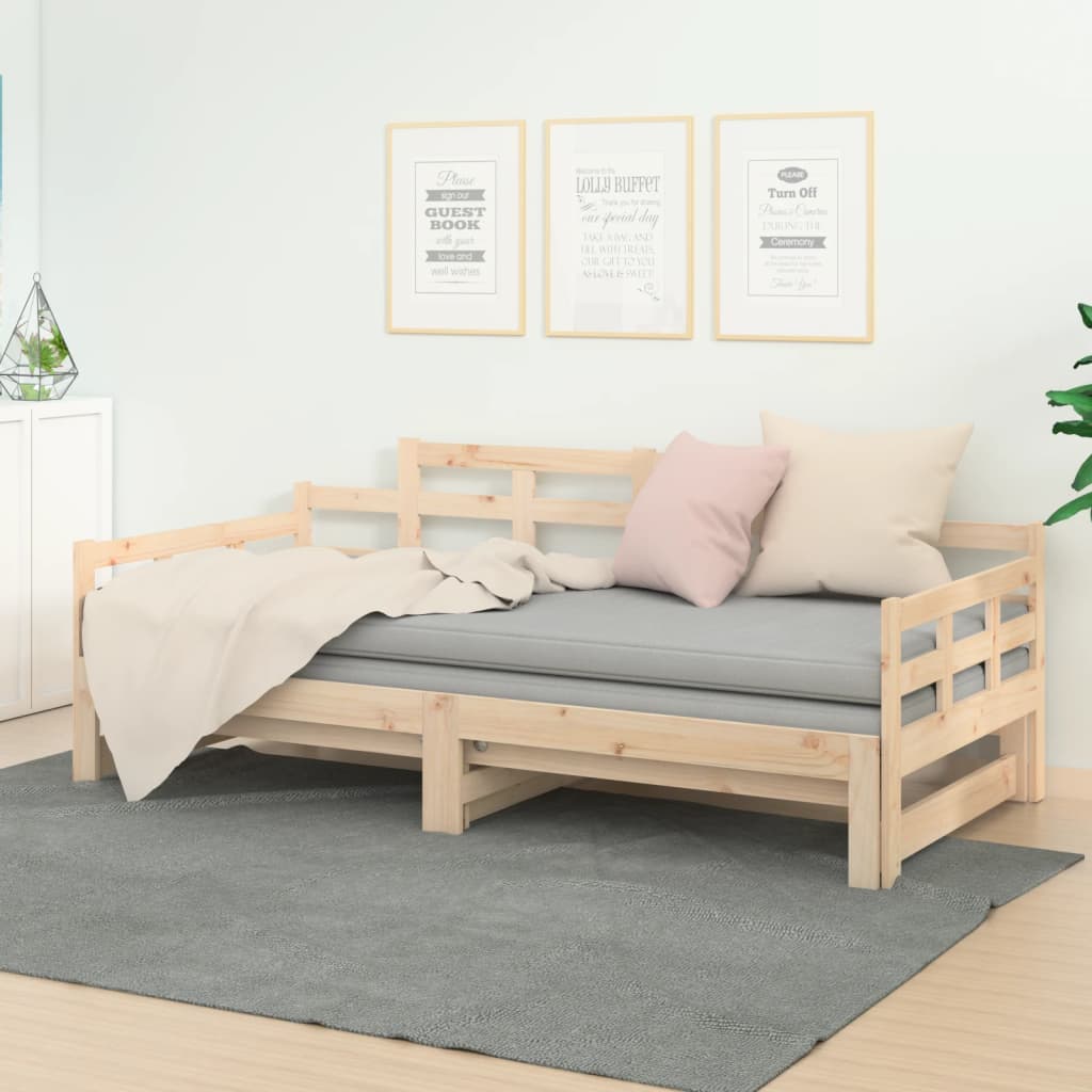 daybed med udtræk 2x(80x200) cm massivt fyrretræ