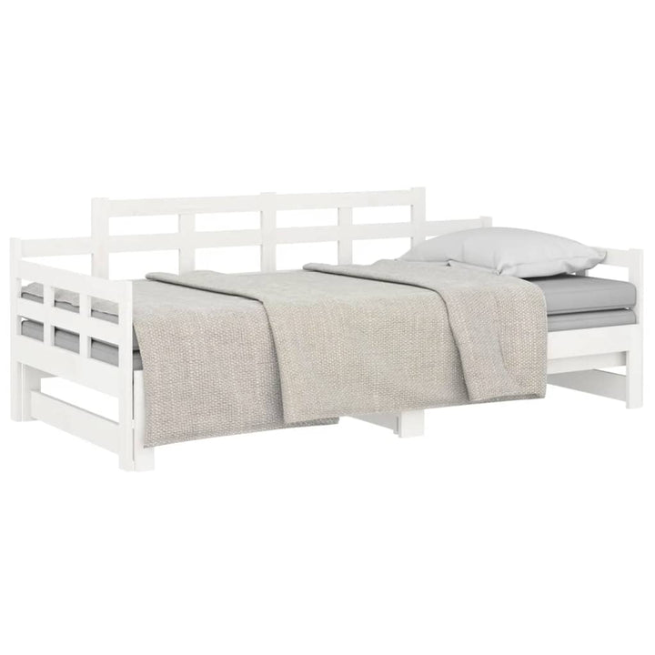 daybed med udtræk 2x(80x200) cm massivt fyrretræ hvid