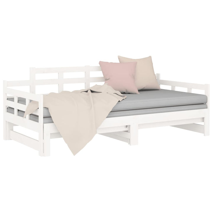 daybed med udtræk 2x(80x200) cm massivt fyrretræ hvid