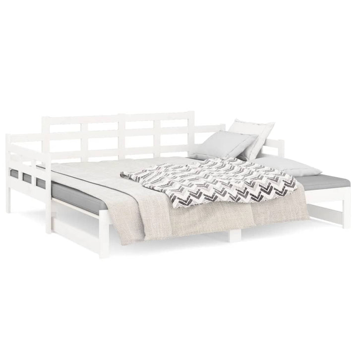 daybed med udtræk 2x(80x200) cm massivt fyrretræ hvid