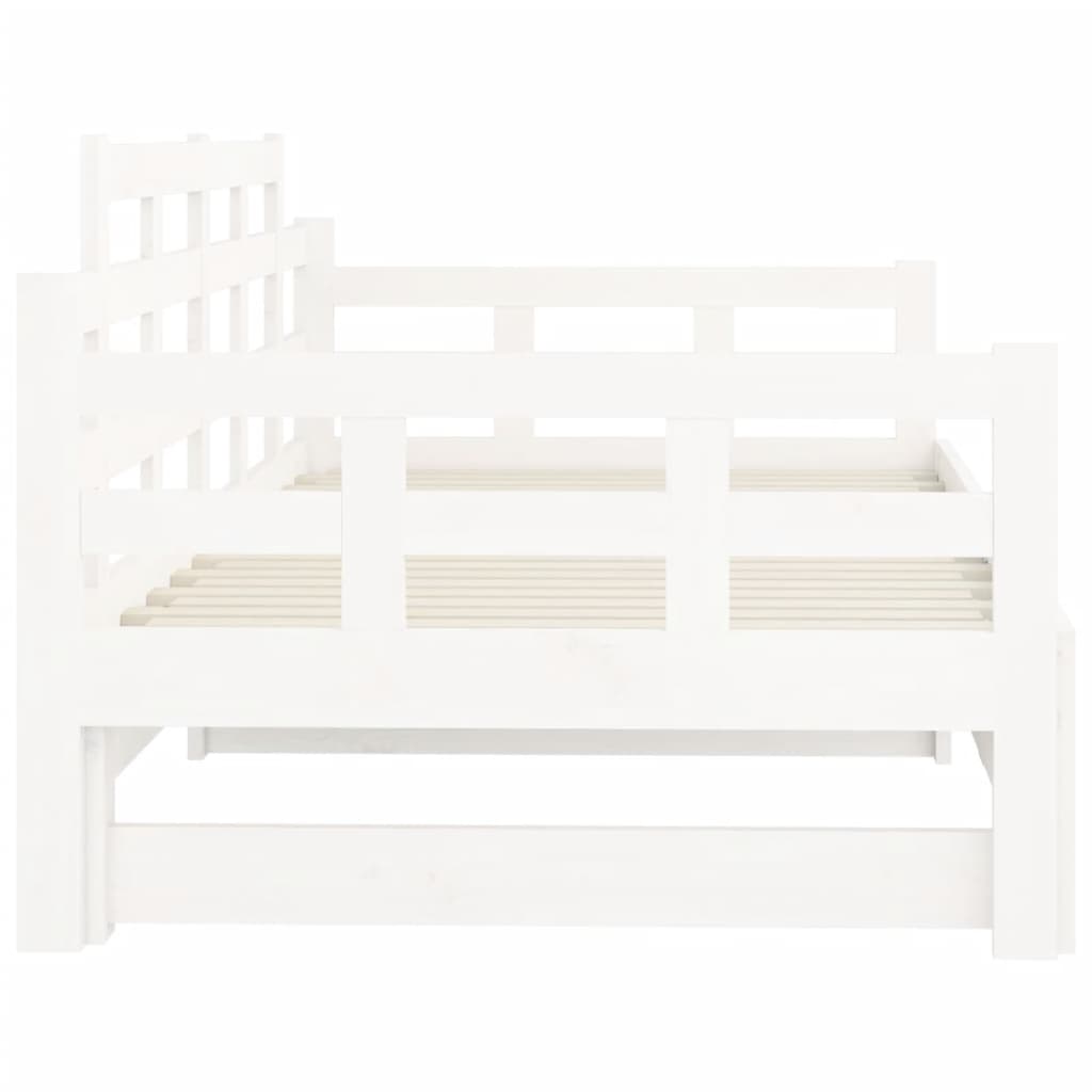 daybed med udtræk 2x(80x200) cm massivt fyrretræ hvid