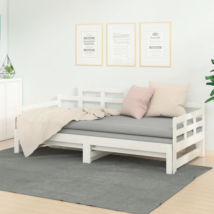 daybed med udtræk 2x(80x200) cm massivt fyrretræ hvid