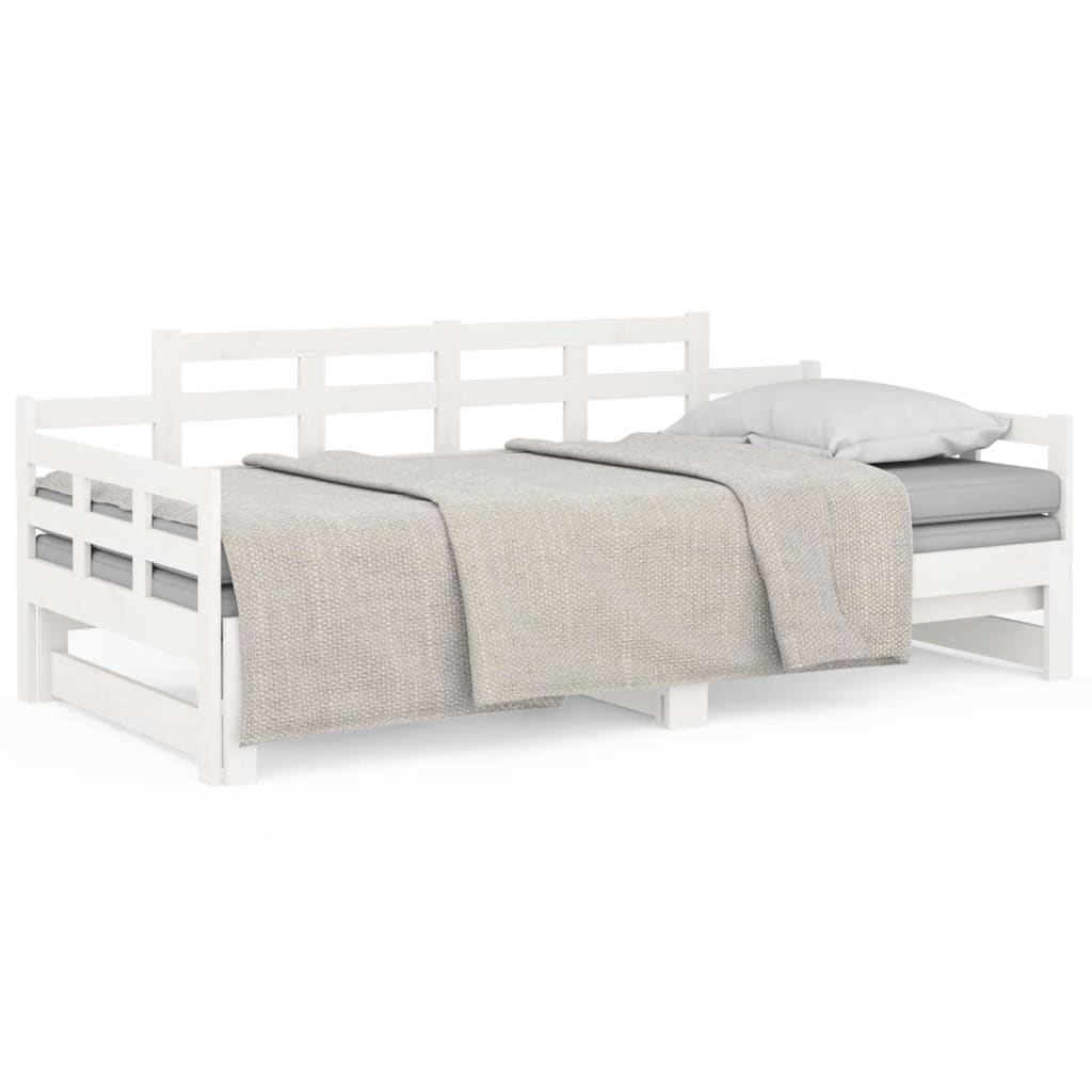 daybed med udtræk 2x(90x190) cm massivt fyrretræ hvid