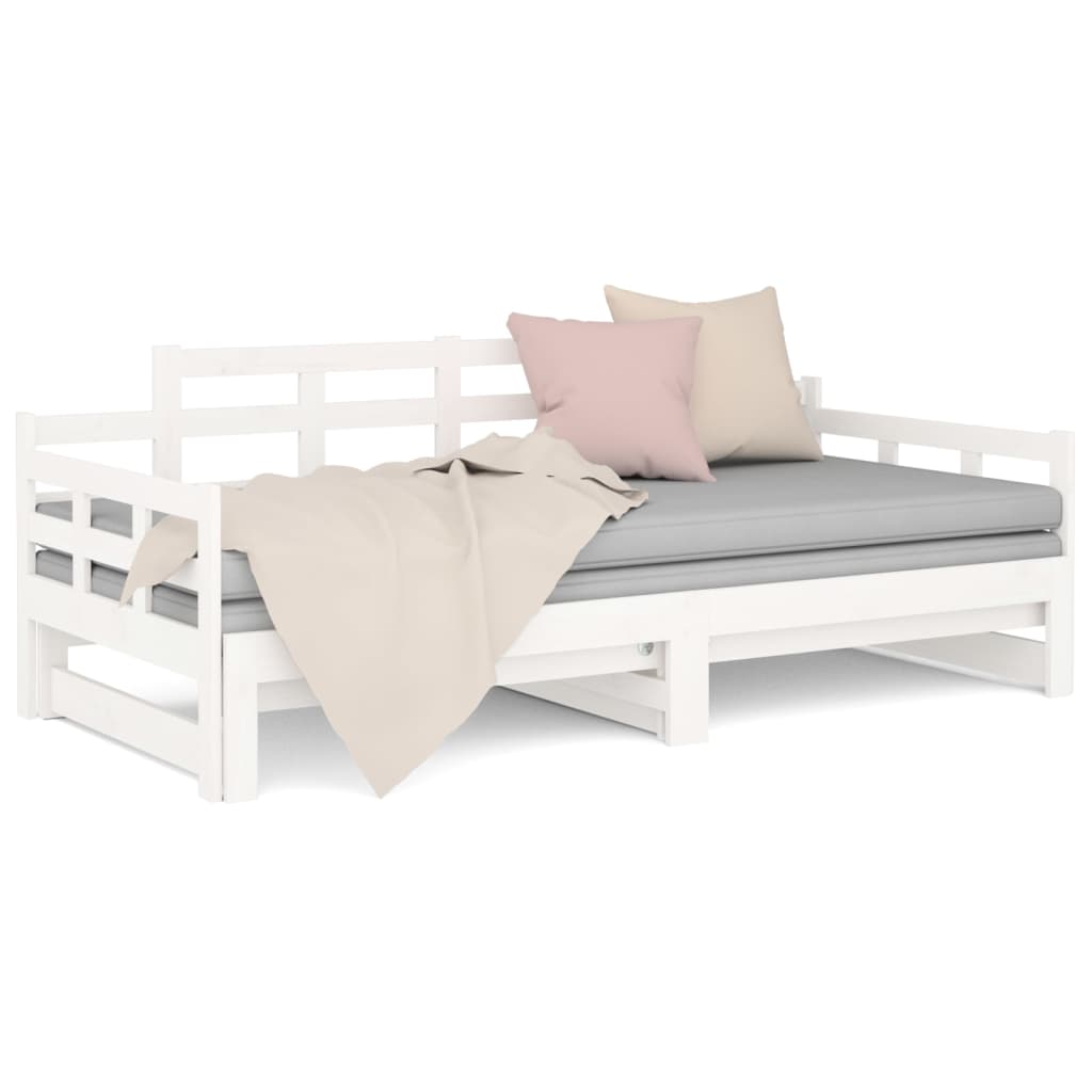 daybed med udtræk 2x(90x190) cm massivt fyrretræ hvid