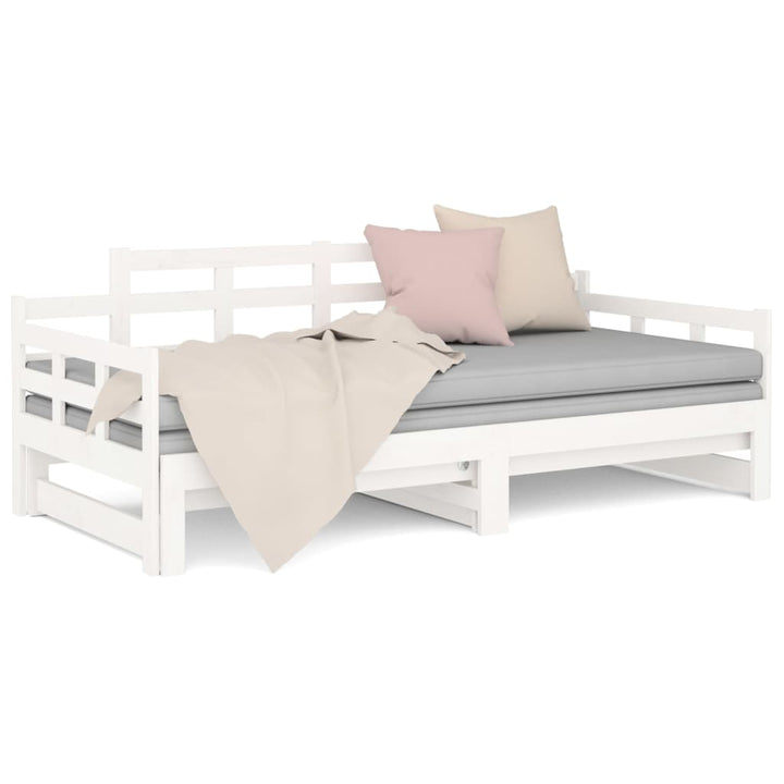 daybed med udtræk 2x(90x190) cm massivt fyrretræ hvid