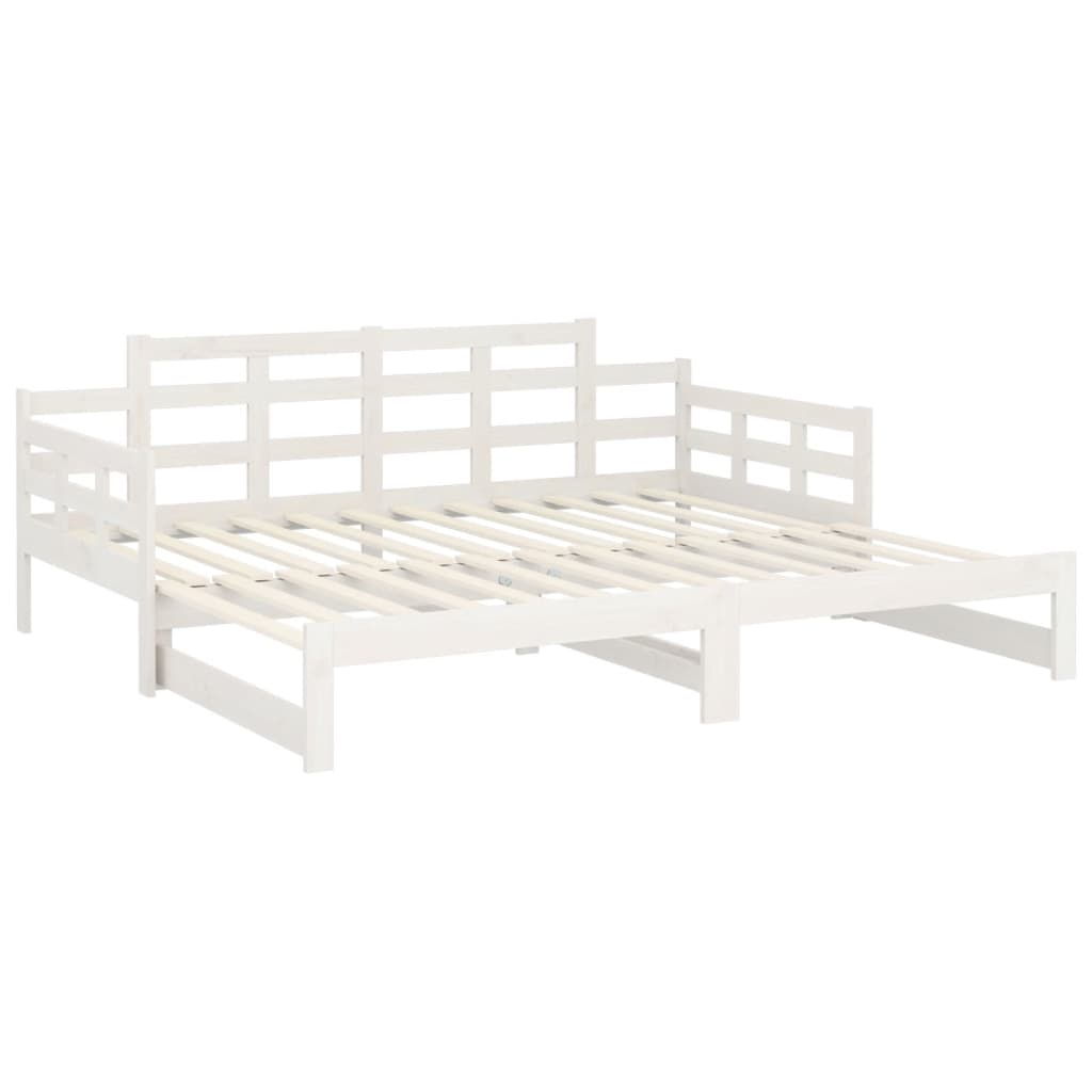 daybed med udtræk 2x(90x190) cm massivt fyrretræ hvid