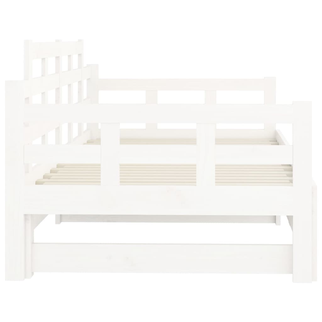 daybed med udtræk 2x(90x190) cm massivt fyrretræ hvid