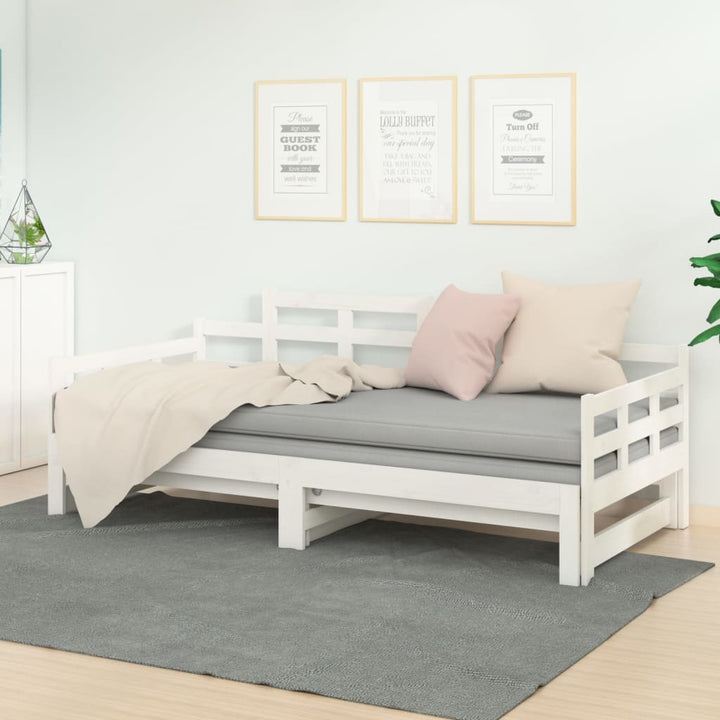 daybed med udtræk 2x(90x190) cm massivt fyrretræ hvid