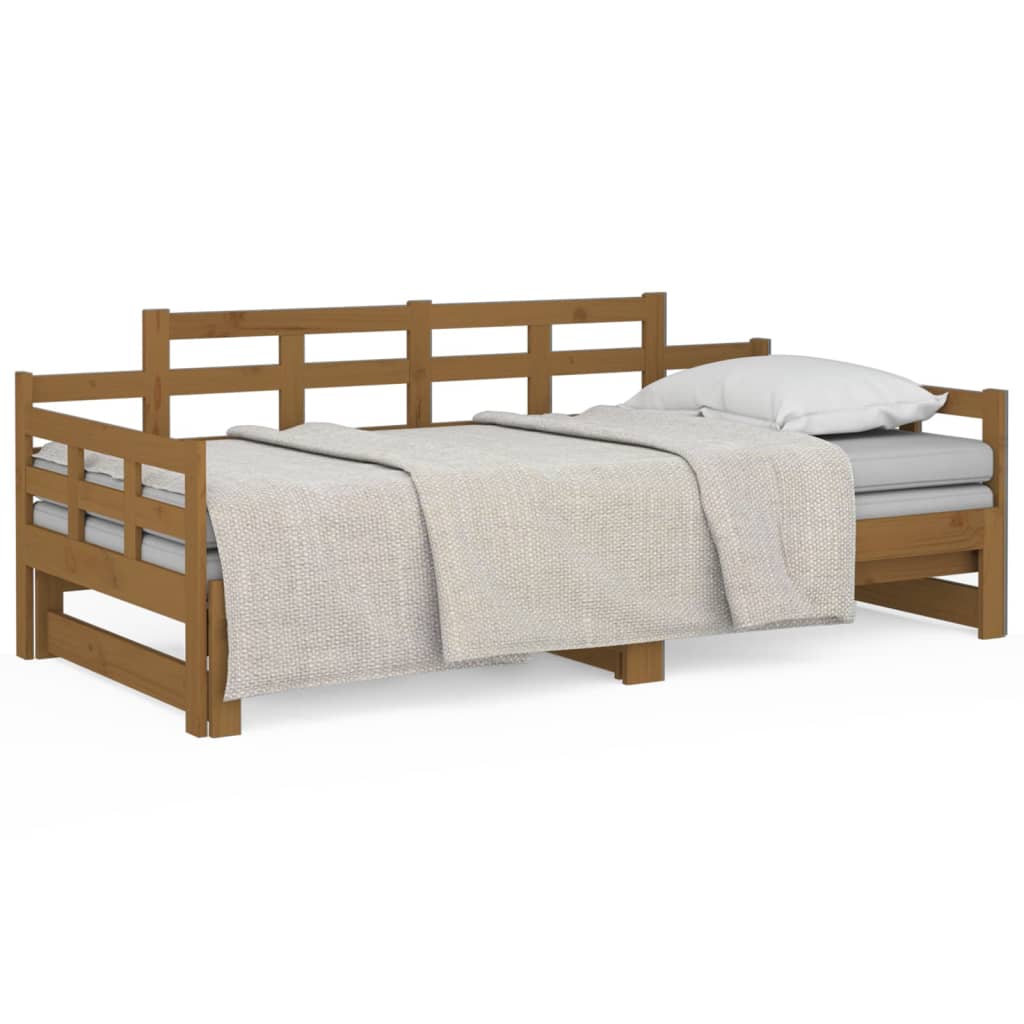 daybed med udtræk 2x(90x190) cm massivt fyrretræ gyldenbrun
