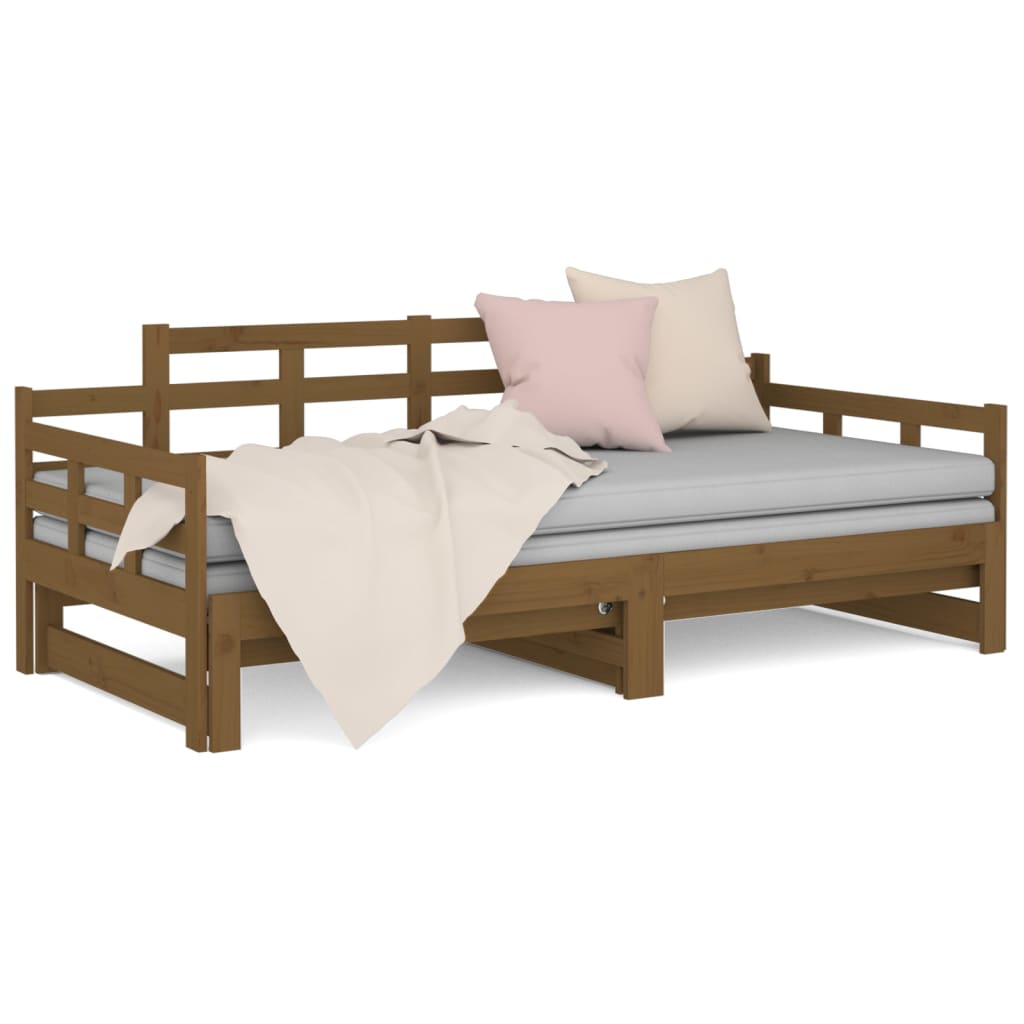 daybed med udtræk 2x(90x190) cm massivt fyrretræ gyldenbrun