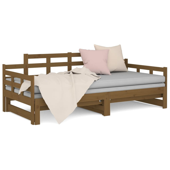 daybed med udtræk 2x(90x190) cm massivt fyrretræ gyldenbrun