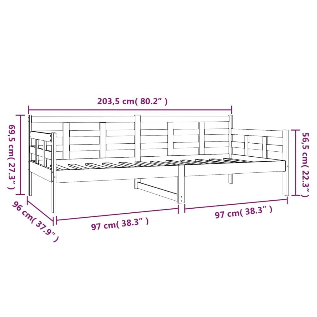 daybed 90x200 cm massivt fyrretræ