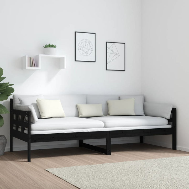 daybed 80x200 cm massivt fyrretræ sort