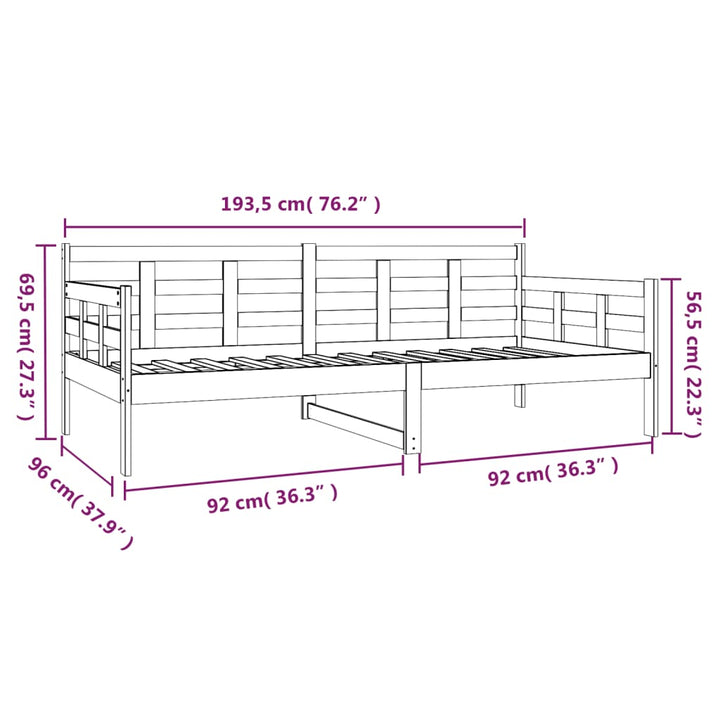 daybed massivt fyrretræ 90x190 cm