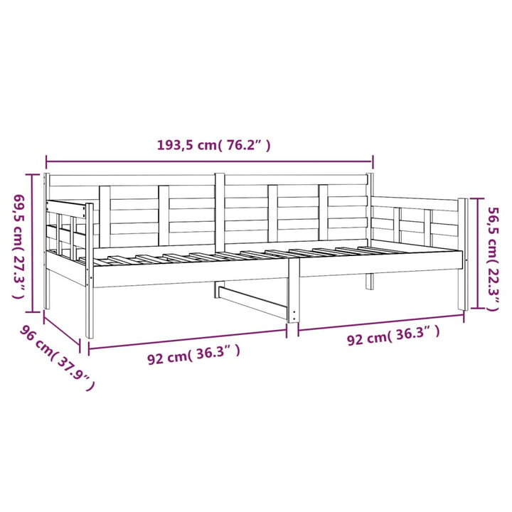 daybed massivt fyrretræ hvid 90x190 cm