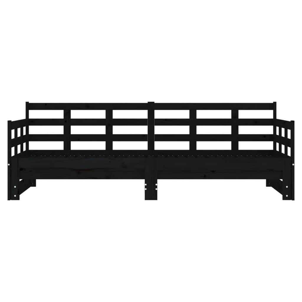 daybed med udtræk 2x(90x190) cm massivt fyrretræ sort