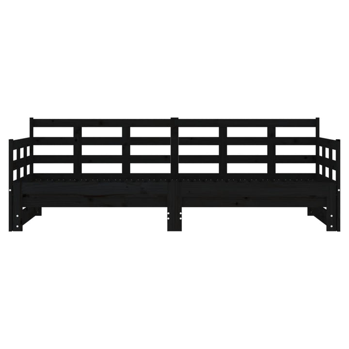daybed med udtræk 2x(90x190) cm massivt fyrretræ sort