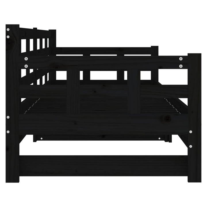 daybed med udtræk 2x(90x190) cm massivt fyrretræ sort