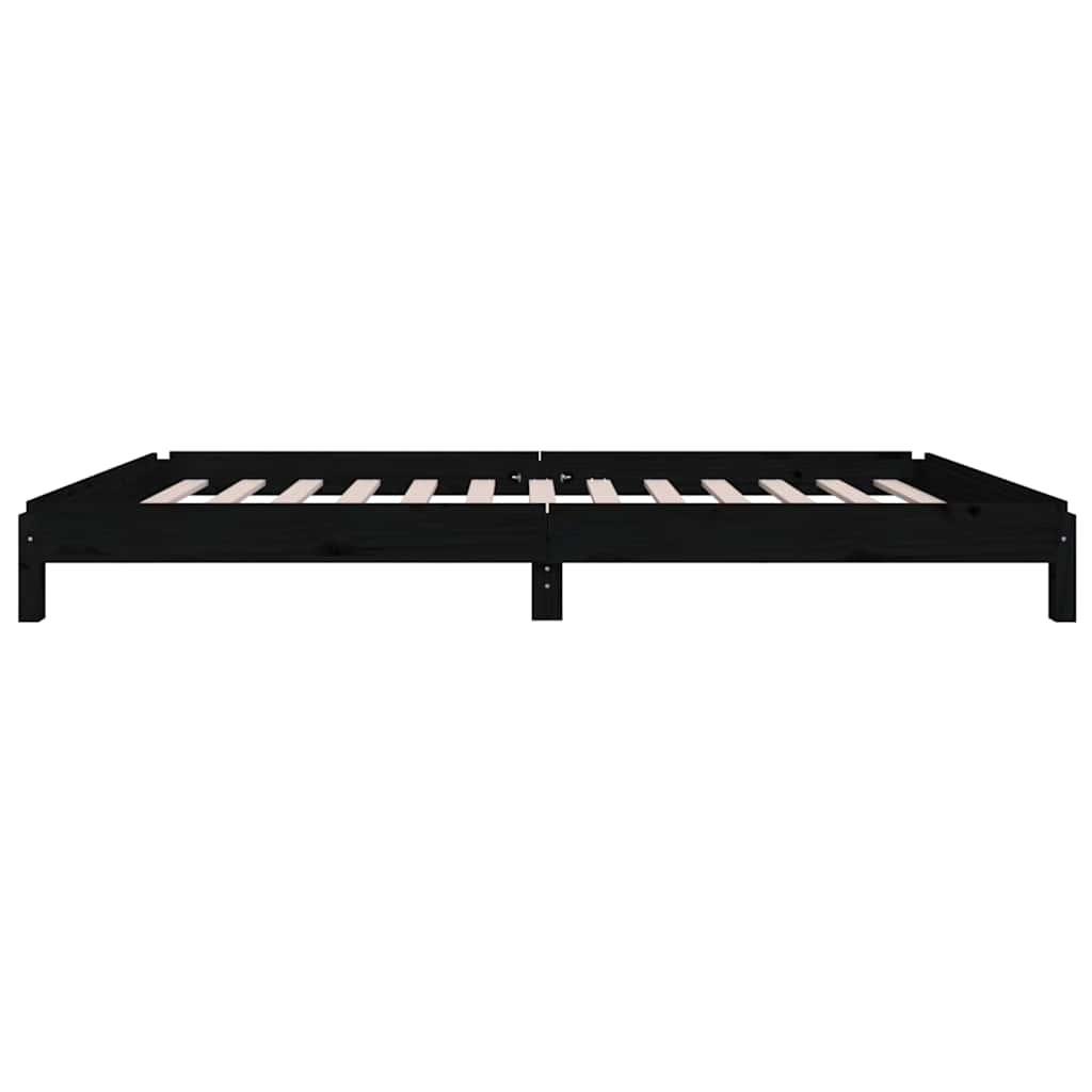 stabelbar seng 75x190 cm massivt fyrretræ sort
