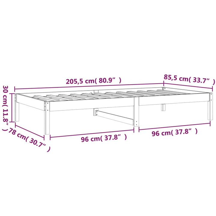 daybed uden madras 80x200 cm massivt fyrretræ