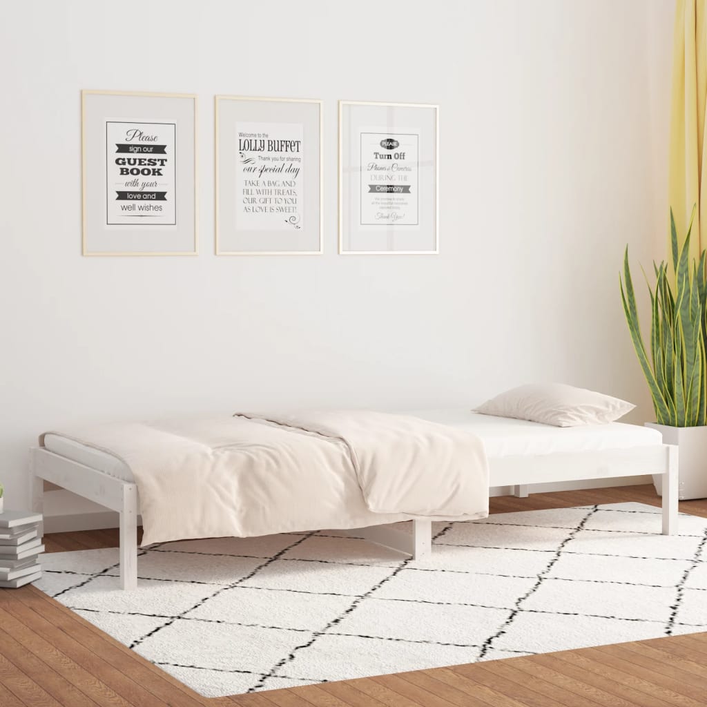 daybed uden madras 80x200 cm massivt fyrretræ hvid