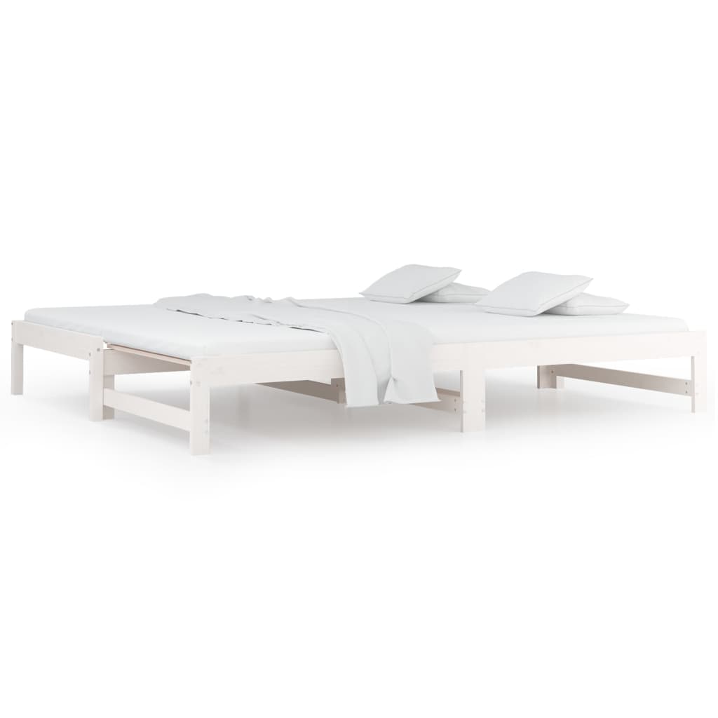 daybed med udtræk 2x(90x200) cm massivt fyrretræ hvid