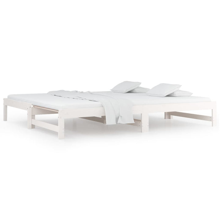 daybed med udtræk 2x(90x200) cm massivt fyrretræ hvid