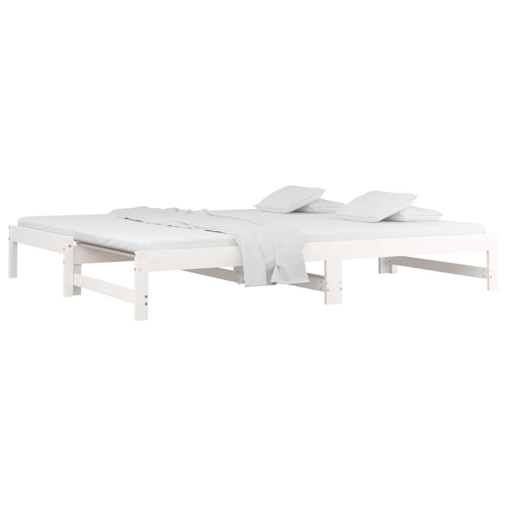 daybed med udtræk 2x(90x200) cm massivt fyrretræ hvid